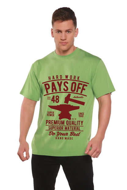 Hard Work Pays Men's Bamboo Viscose/Organic Cotton Short Sleeve Graphic T-Shirt Spun Bamboo