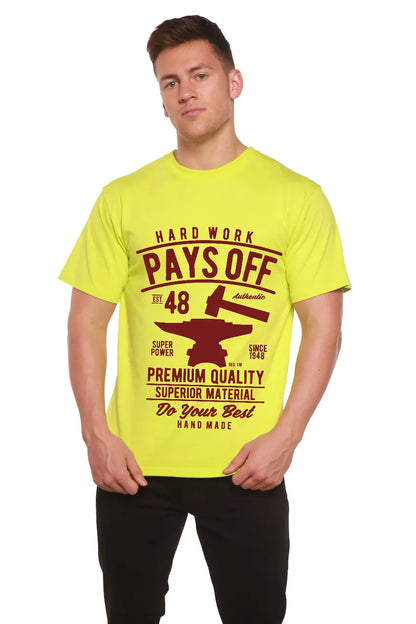Hard Work Pays Men's Bamboo Viscose/Organic Cotton Short Sleeve Graphic T-Shirt Spun Bamboo