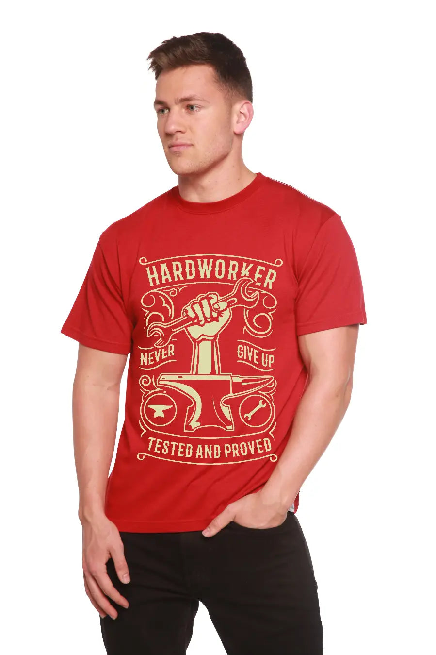Hard Worker Men's Bamboo Viscose/Organic Cotton Short Sleeve Graphic T-Shirt Spun Bamboo