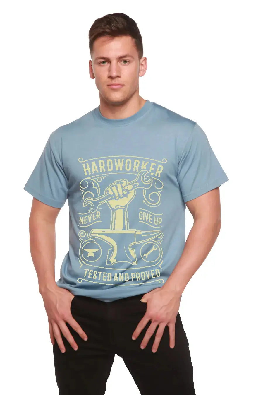 Hard Worker Men's Bamboo Viscose/Organic Cotton Short Sleeve Graphic T-Shirt Spun Bamboo