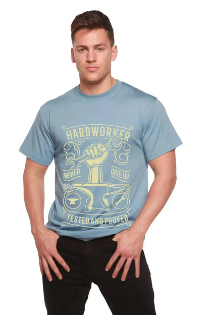 Hard Worker Men's Bamboo Viscose/Organic Cotton Short Sleeve Graphic T-Shirt Spun Bamboo