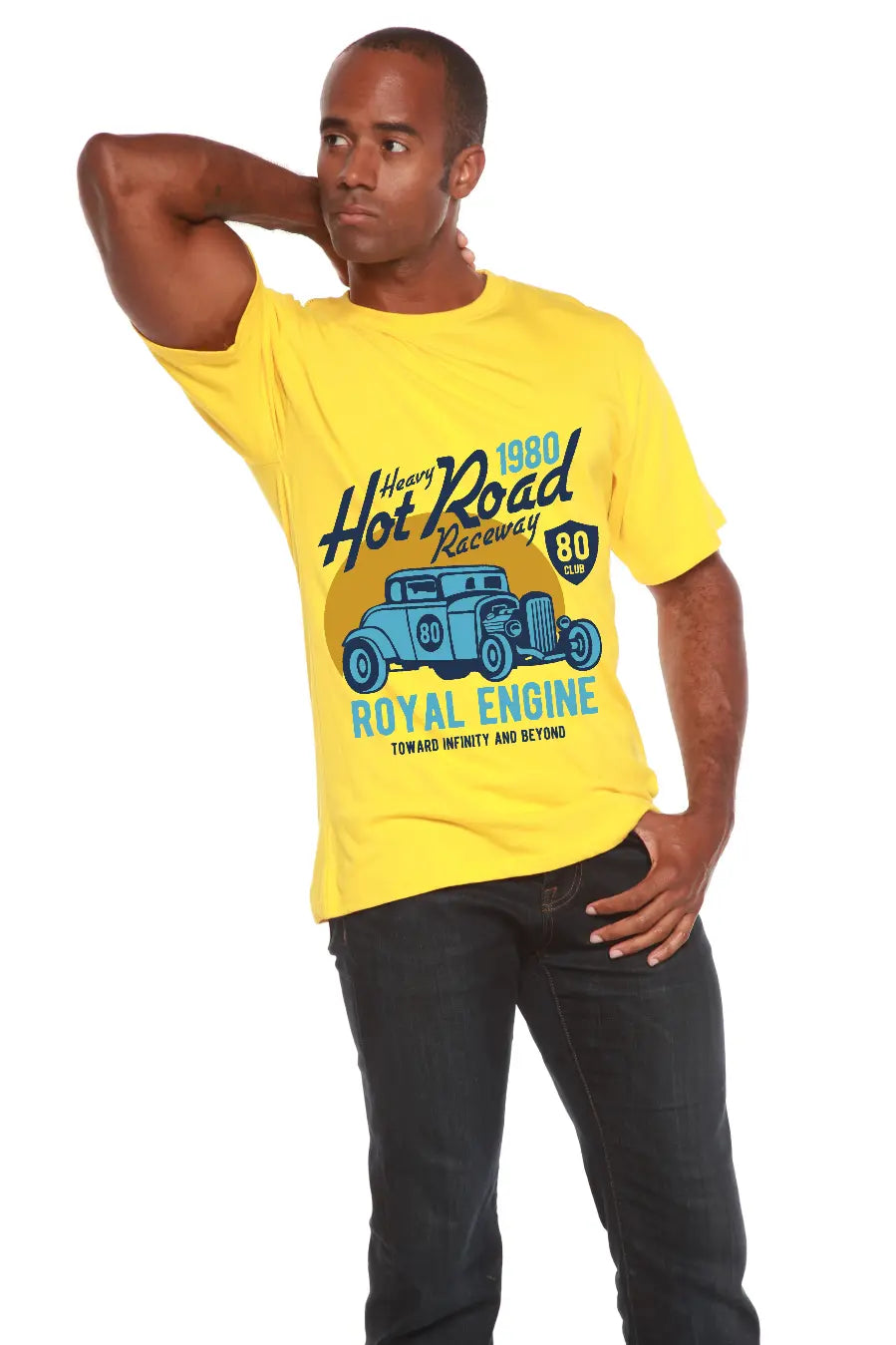 Heavy Hot Road Men's Bamboo Viscose/Organic Cotton Short Sleeve Graphic T-Shirt Spun Bamboo