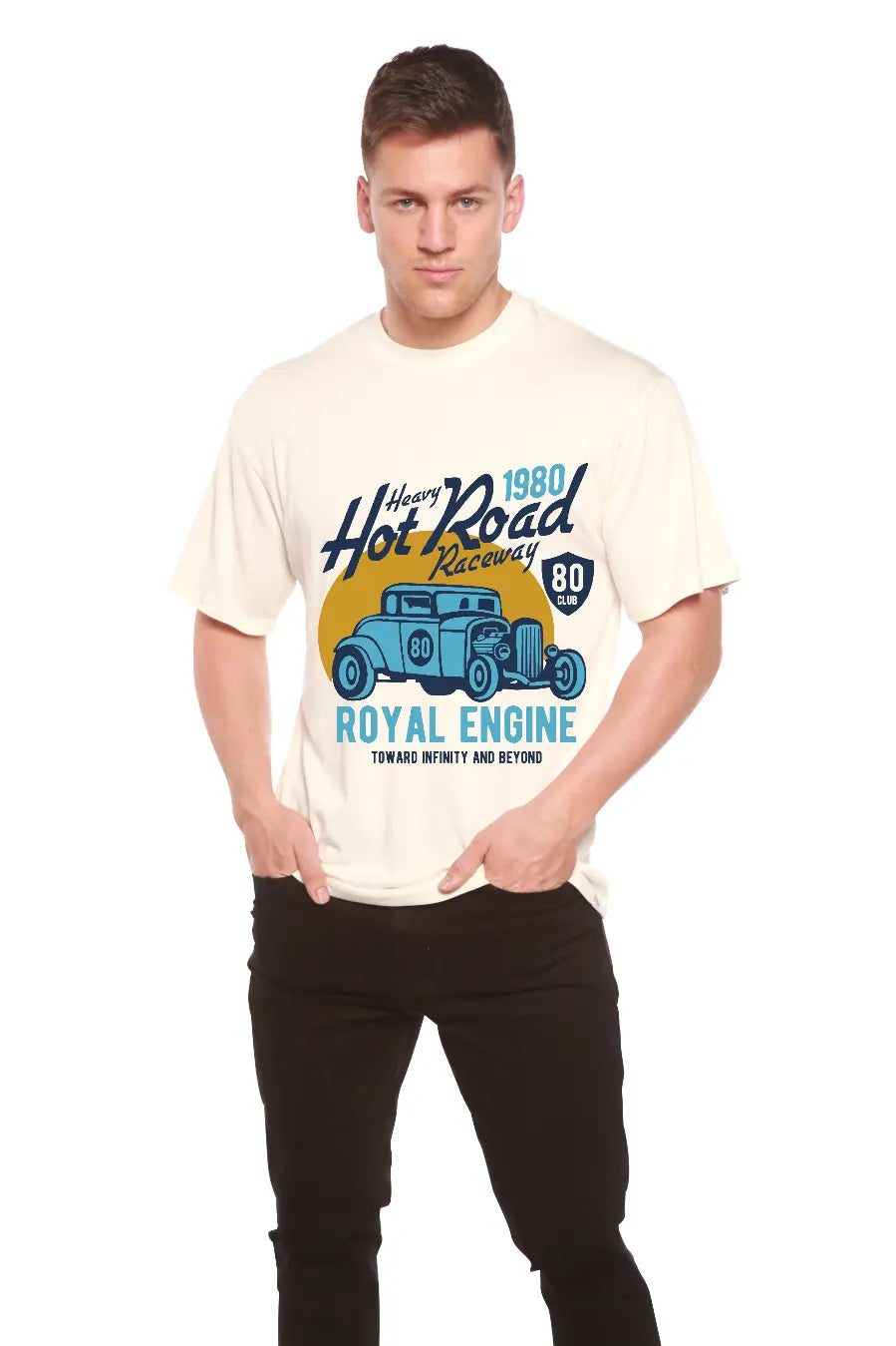 Heavy Hot Road Men's Bamboo Viscose/Organic Cotton Short Sleeve Graphic T-Shirt Spun Bamboo