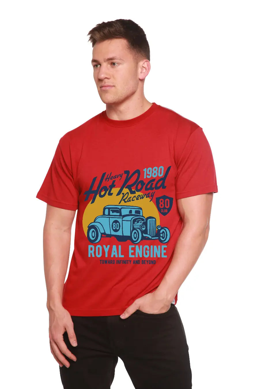 Heavy Hot Road Men's Bamboo Viscose/Organic Cotton Short Sleeve Graphic T-Shirt Spun Bamboo