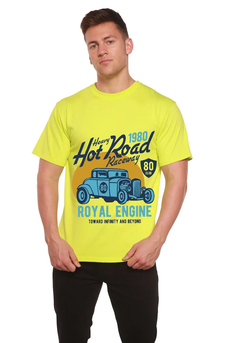 Heavy Hot Road Men's Bamboo Viscose/Organic Cotton Short Sleeve Graphic T-Shirt Spun Bamboo