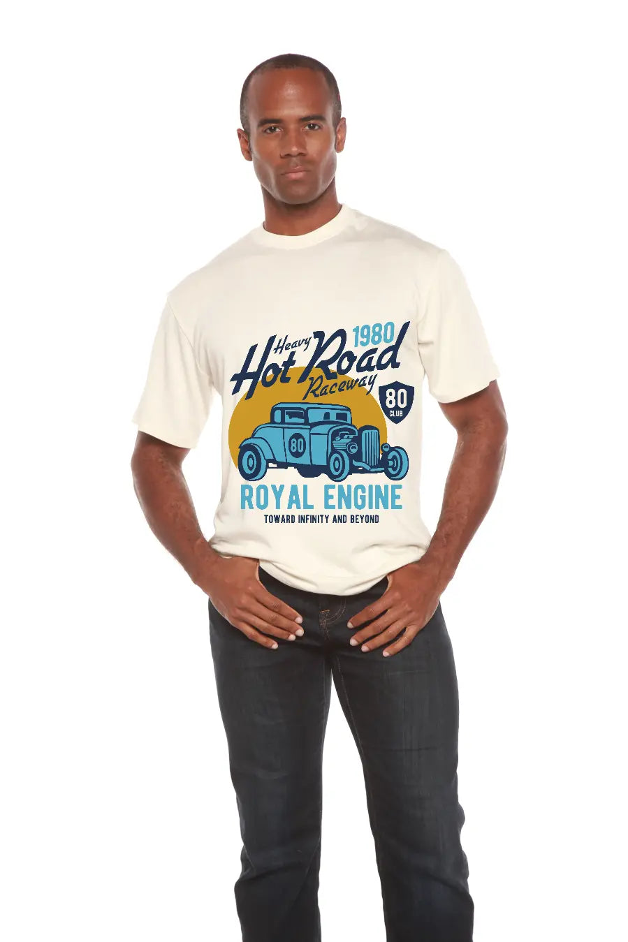 Heavy Hot Road Men's Bamboo Viscose/Organic Cotton Short Sleeve Graphic T-Shirt Spun Bamboo