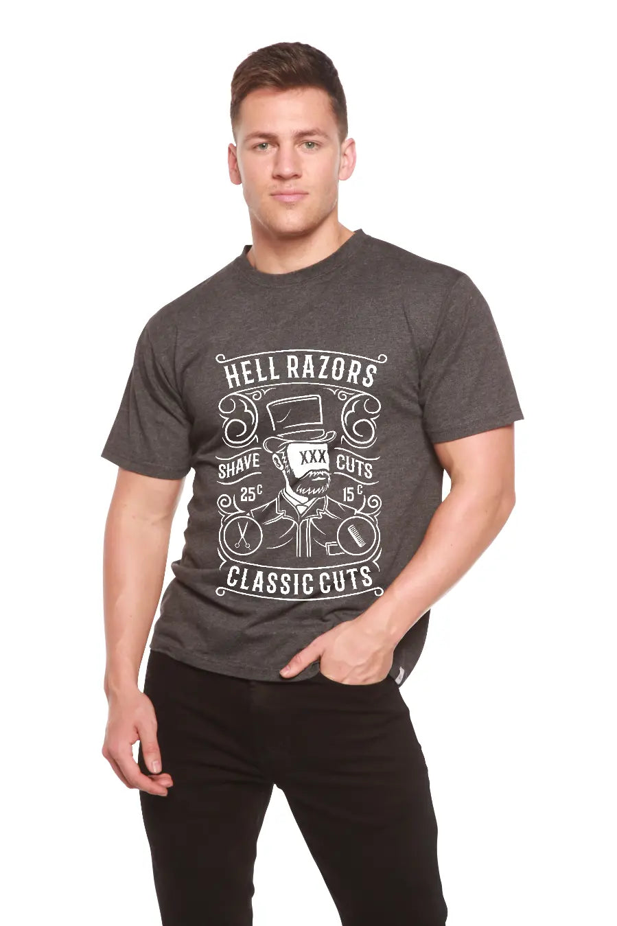 Hell Razors Men's Bamboo Viscose/Organic Cotton Short Sleeve Graphic T-Shirt Spun Bamboo