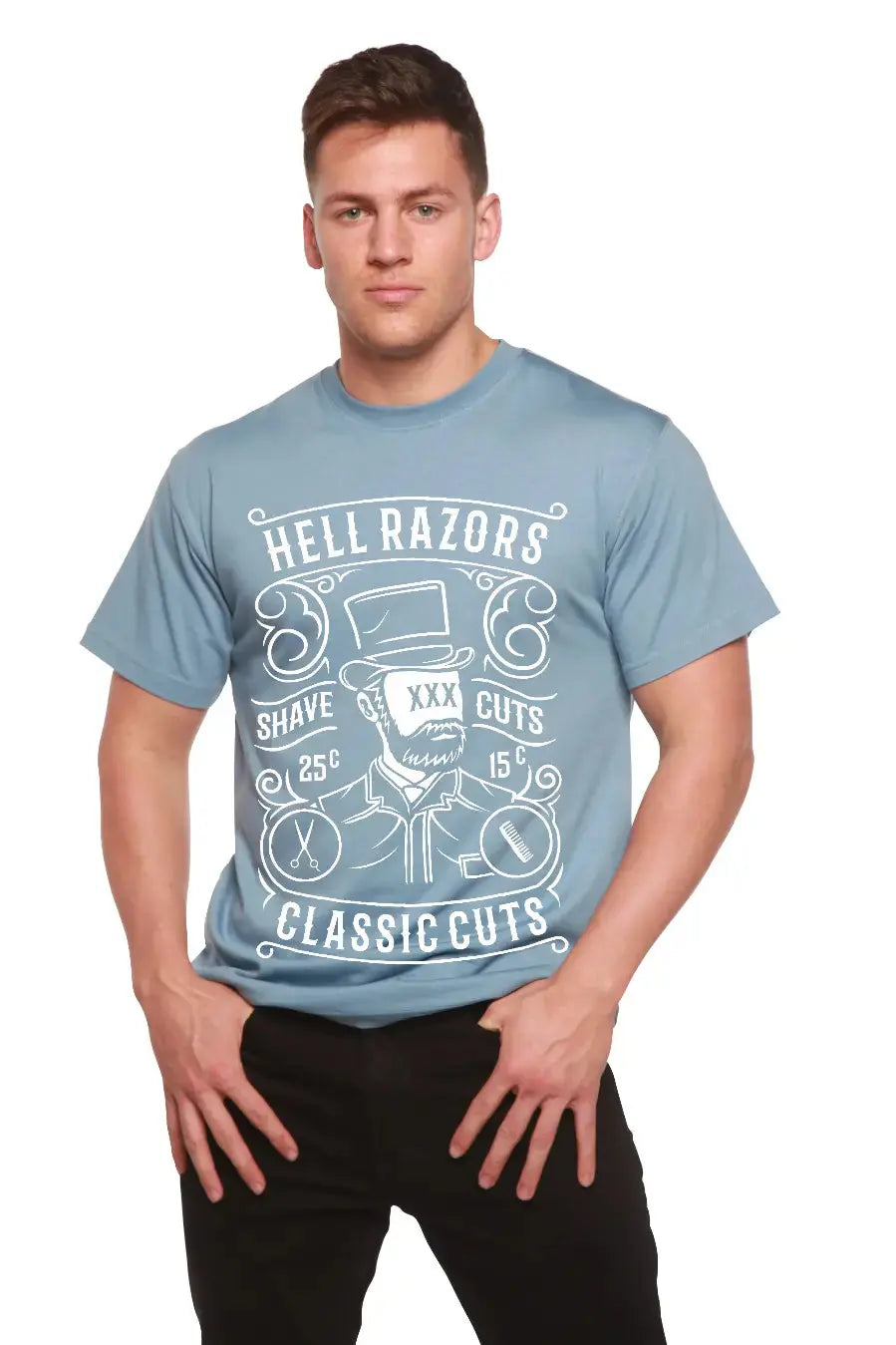 Hell Razors Men's Bamboo Viscose/Organic Cotton Short Sleeve Graphic T-Shirt Spun Bamboo