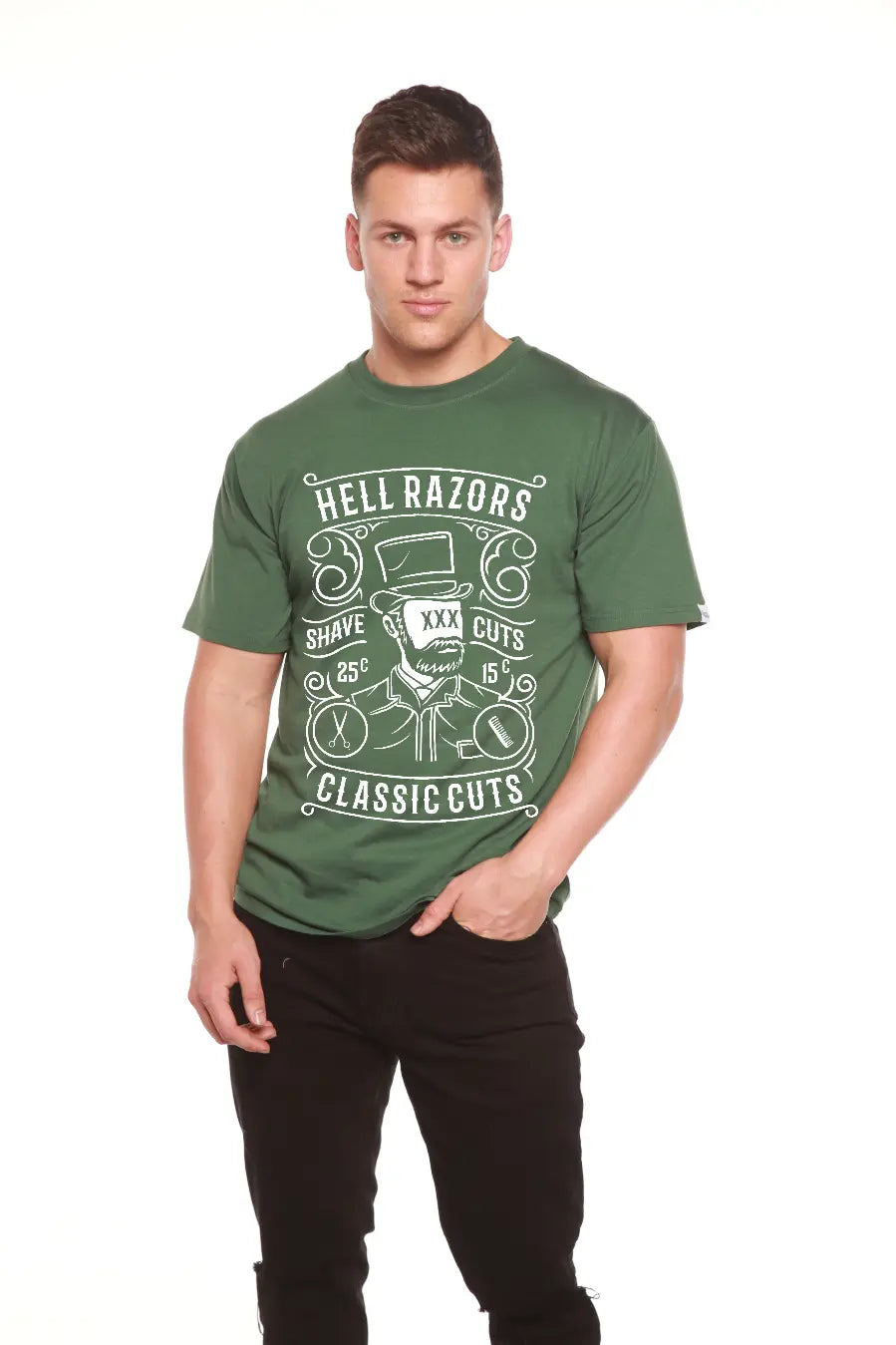 Hell Razors Men's Bamboo Viscose/Organic Cotton Short Sleeve Graphic T-Shirt Spun Bamboo