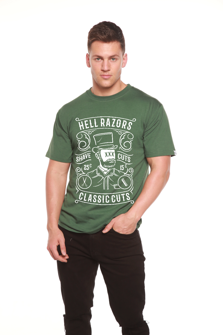 Hell Razors Men's Bamboo Viscose/Organic Cotton Short Sleeve Graphic T-Shirt Spun Bamboo