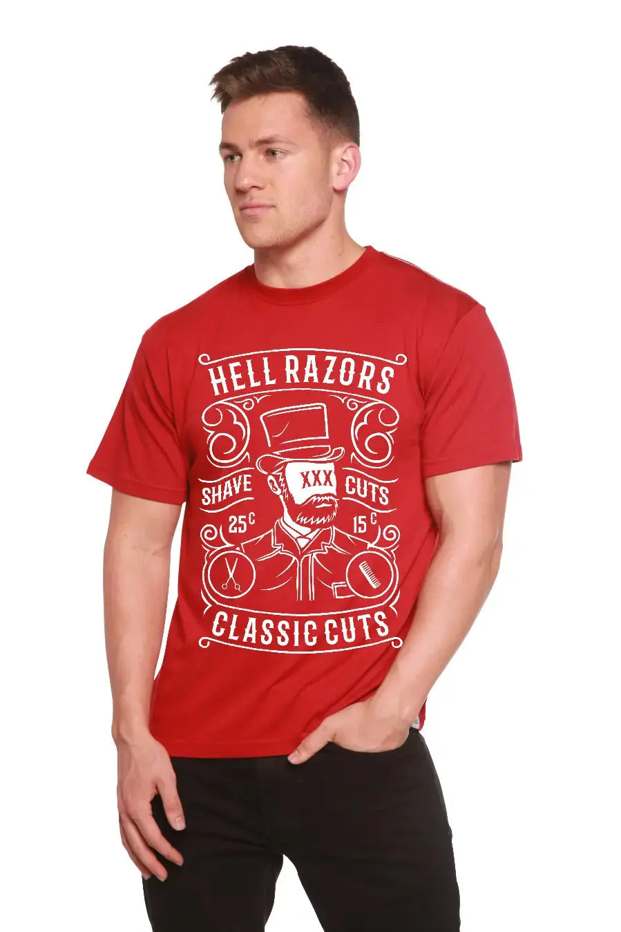 Hell Razors Men's Bamboo Viscose/Organic Cotton Short Sleeve Graphic T-Shirt Spun Bamboo