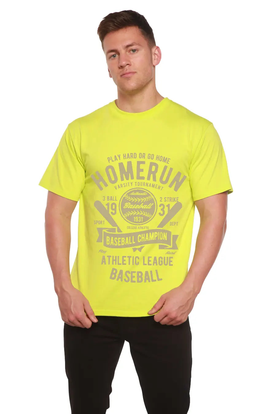 Homerun Baseball Men's Bamboo Viscose/Organic Cotton Short Sleeve Graphic T-Shirt Spun Bamboo
