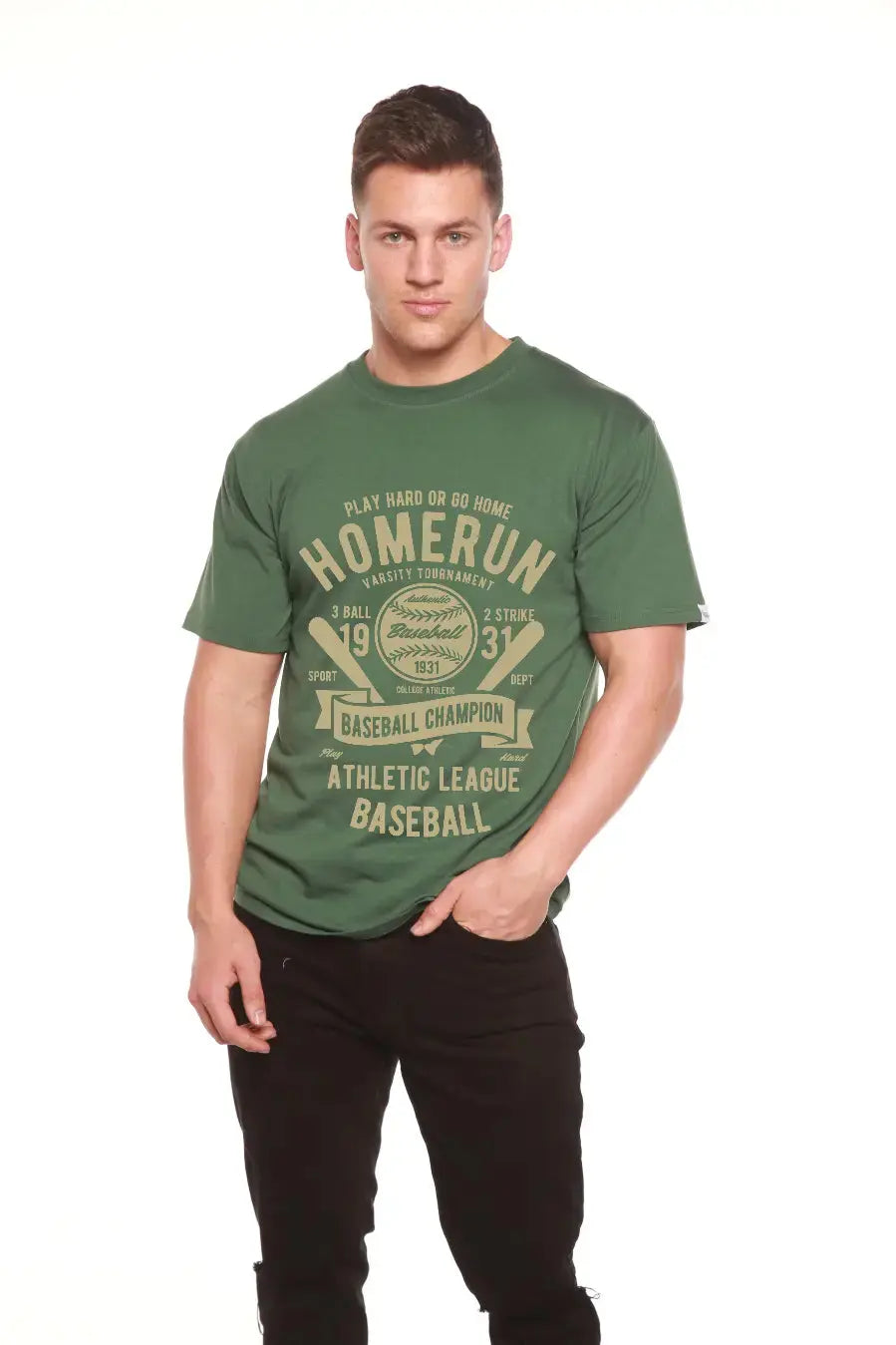 Homerun Baseball Men's Bamboo Viscose/Organic Cotton Short Sleeve Graphic T-Shirt Spun Bamboo
