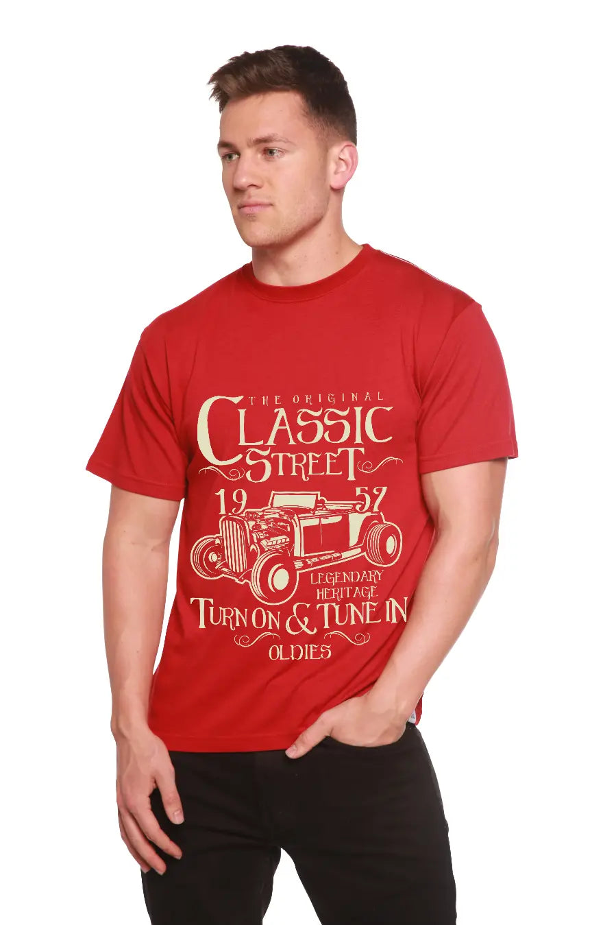 Hot Rod Classic Men's Bamboo Viscose/Organic Cotton Short Sleeve Graphic T-Shirt Spun Bamboo