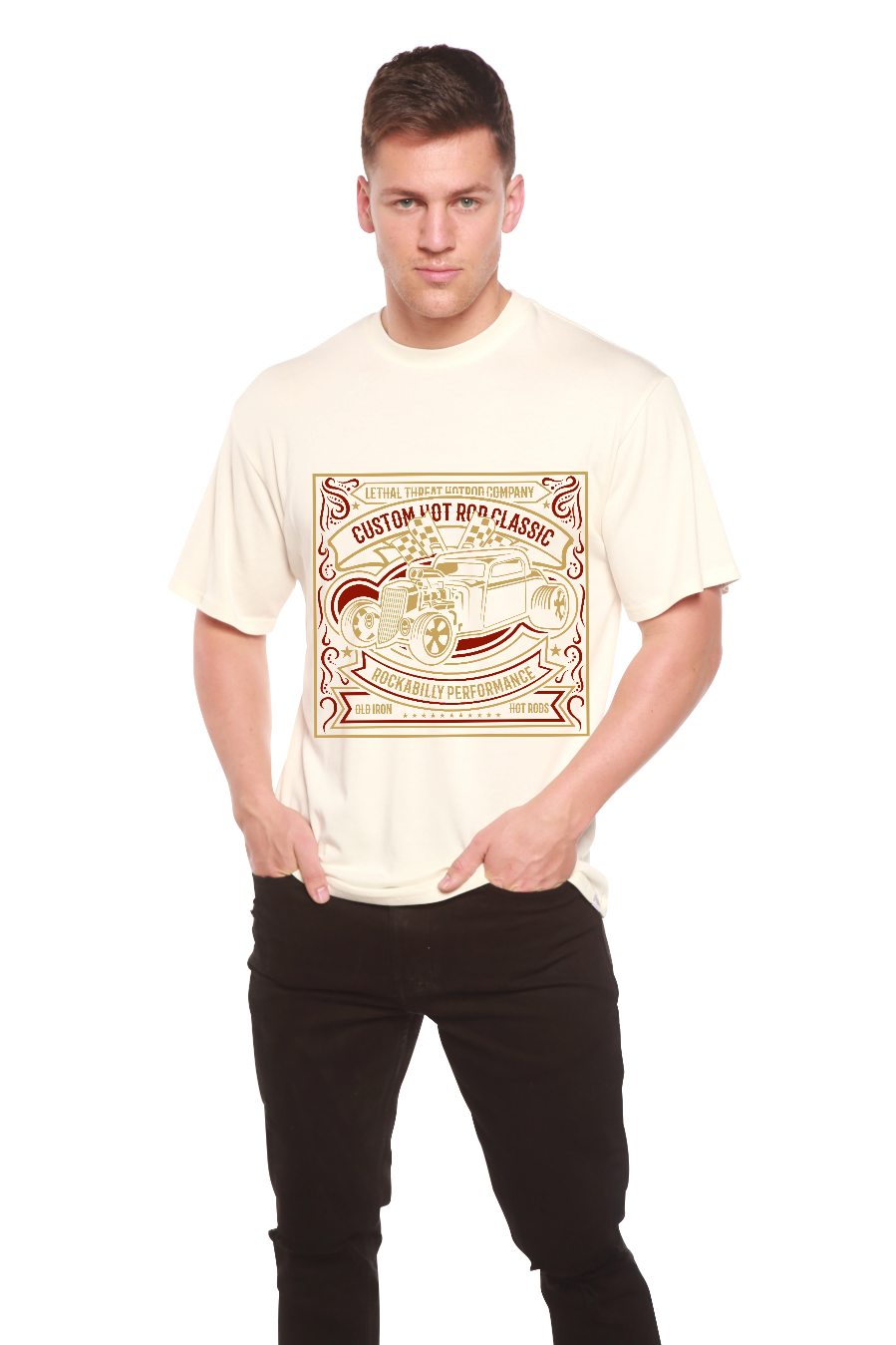 Hot Rod Men's Bamboo Viscose/Organic Cotton Short Sleeve Graphic T-Shirt Spun Bamboo