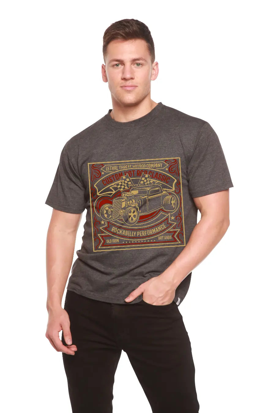 Hot Rod Men's Bamboo Viscose/Organic Cotton Short Sleeve Graphic T-Shirt Spun Bamboo