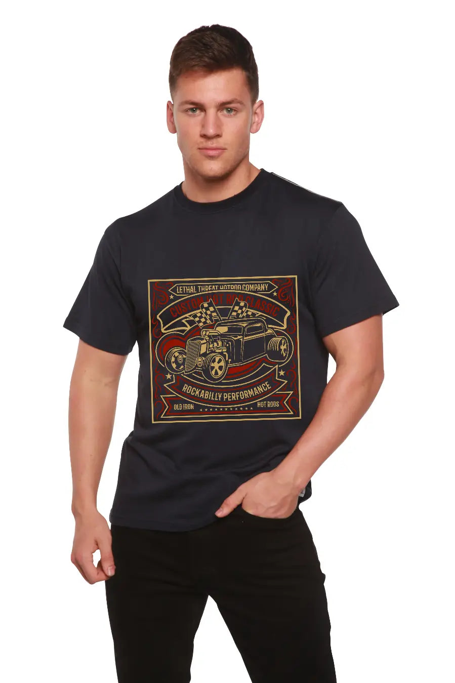 Hot Rod Men's Bamboo Viscose/Organic Cotton Short Sleeve Graphic T-Shirt Spun Bamboo