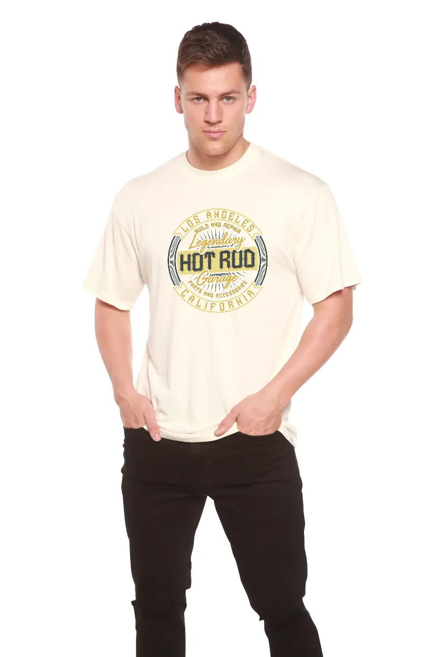 HOT ROO Men's Bamboo Viscose/Organic Cotton Short Sleeve Graphic T-Shirt Spun Bamboo
