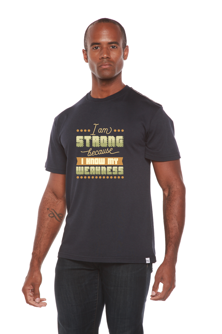 I am Strong Men's Bamboo Viscose/Organic Cotton Short Sleeve Graphic T-Shirt Spun Bamboo