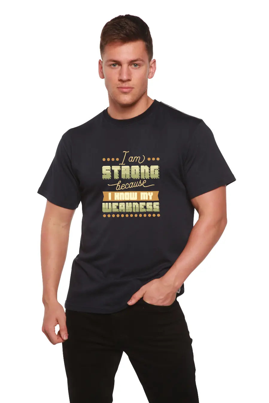 I am Strong Men's Bamboo Viscose/Organic Cotton Short Sleeve Graphic T-Shirt Spun Bamboo