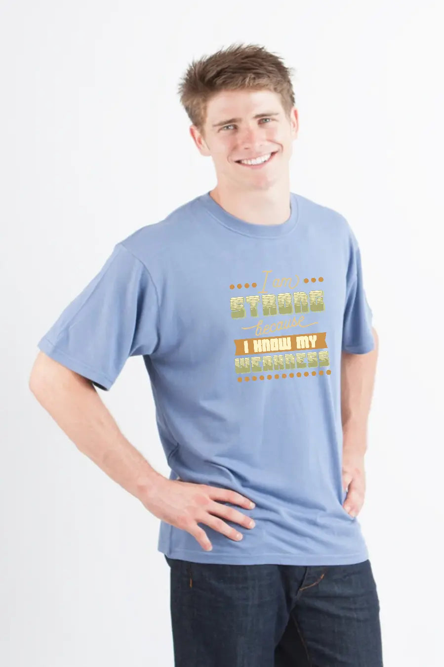 I am Strong Men's Bamboo Viscose/Organic Cotton Short Sleeve Graphic T-Shirt Spun Bamboo