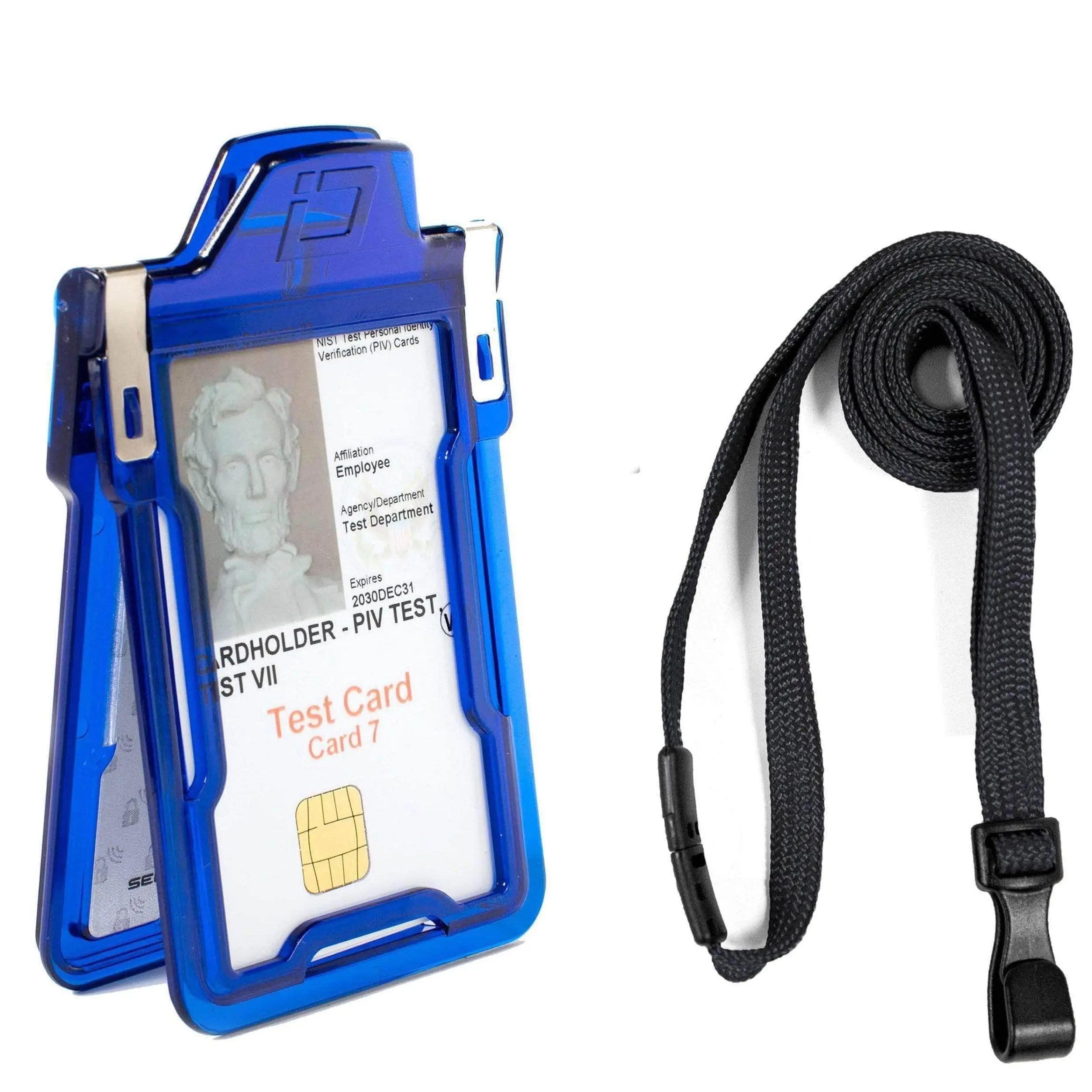 Secure Badge Holder Classic Vertical 1 ID Card Holder, and Lanyard Bundle ID Stronghold
