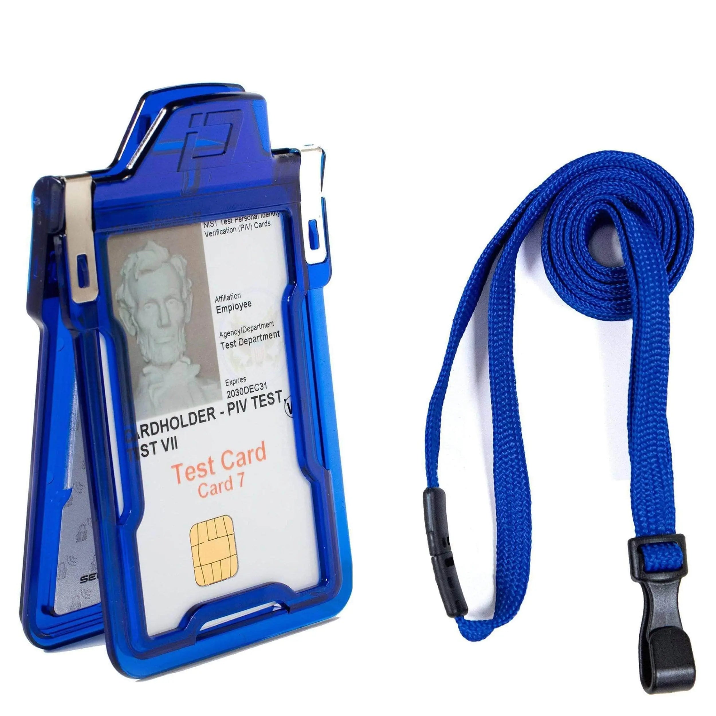 Secure Badge Holder Classic Vertical 1 ID Card Holder, and Lanyard Bundle ID Stronghold