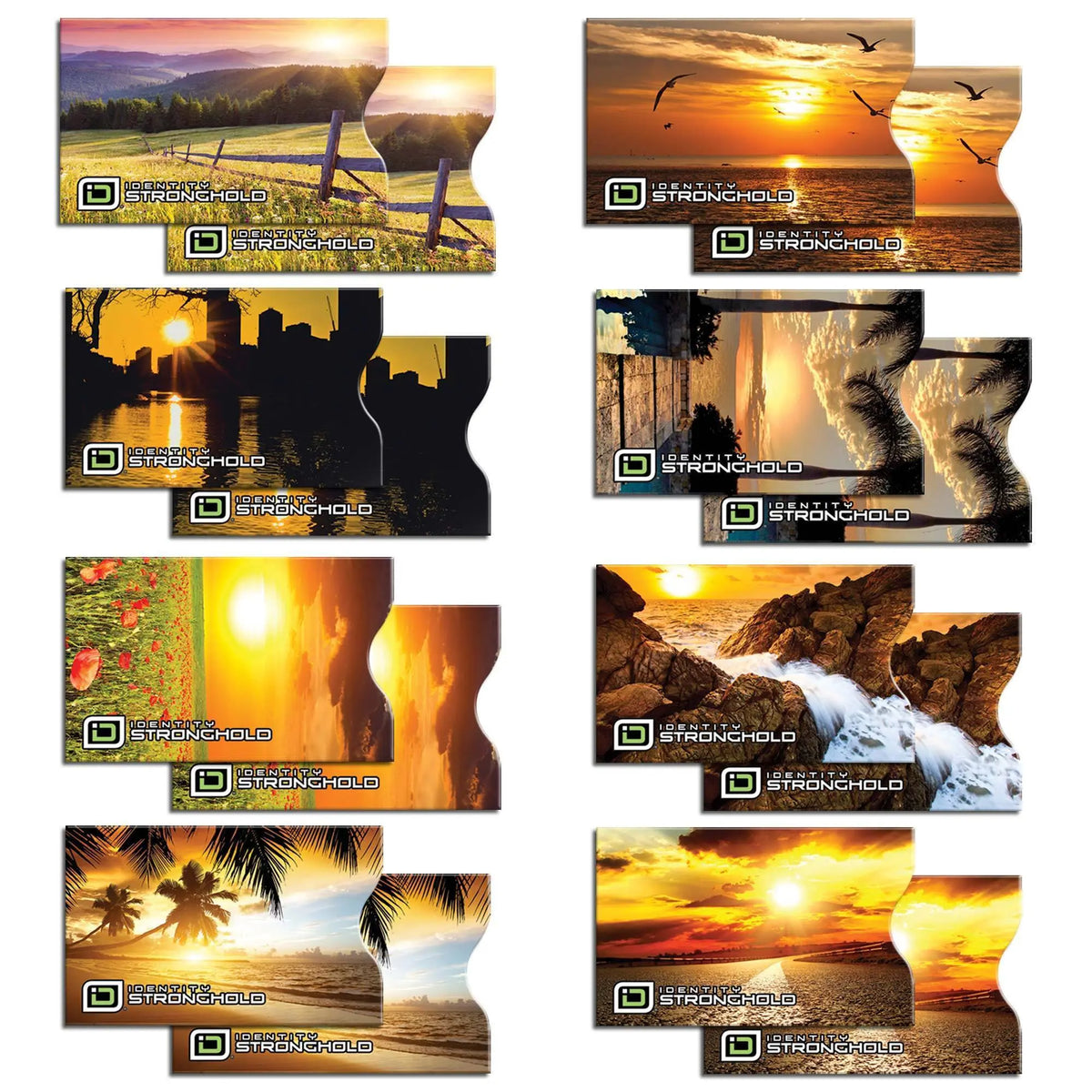 RFID Blocking Sunsets Credit Card Sleeves - 16 Pack ID Stronghold