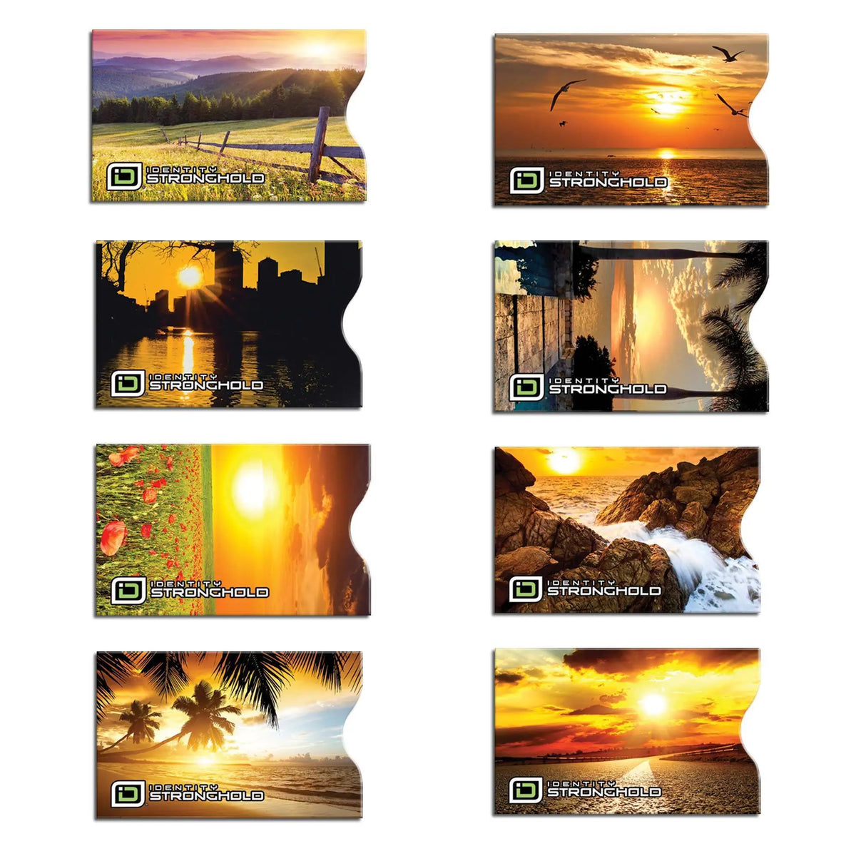 RFID Blocking Sunsets Credit Card Sleeves - 8 Pack ID Stronghold