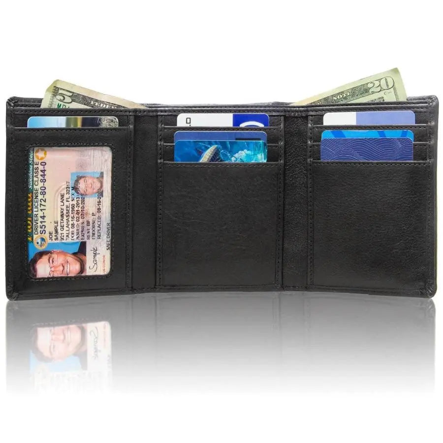 Mens RFID Wallet - Extra Capacity Trifold 7 slot with ID Window ID Stronghold