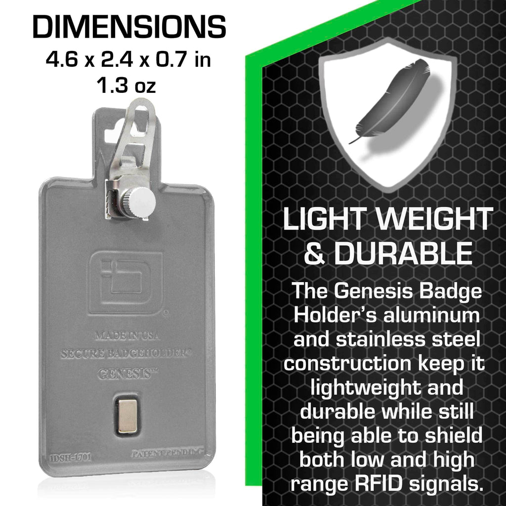 All Metal Magnetic Badge Holder - RFID Secure Badge Holder Genesis™ with BloxProx™ ID Stronghold