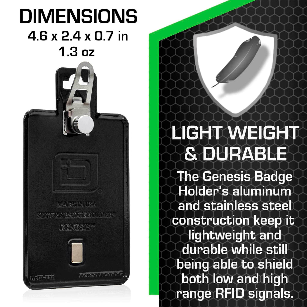 All Metal Magnetic Badge Holder - RFID Secure Badge Holder Genesis™ with BloxProx™ ID Stronghold