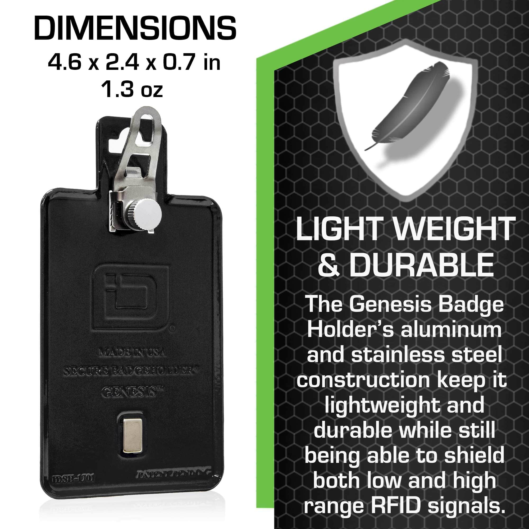 All Metal Magnetic Badge Holder - RFID Secure Badge Holder Genesis™ with BloxProx™ ID Stronghold