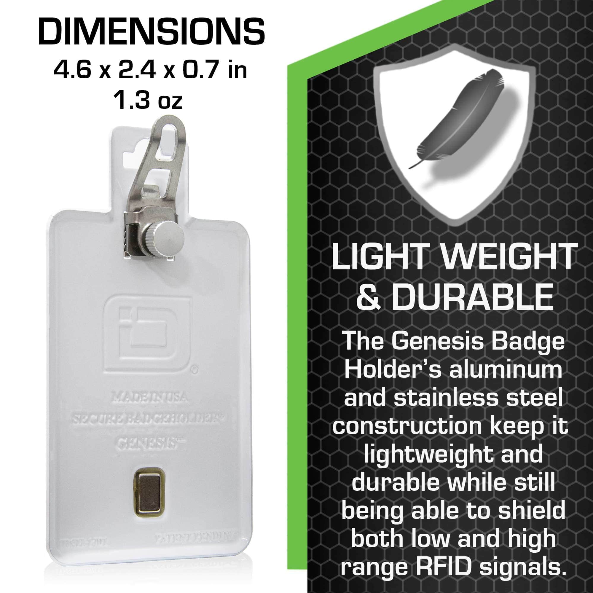 All Metal Magnetic Badge Holder - RFID Secure Badge Holder Genesis™ with BloxProx™ ID Stronghold