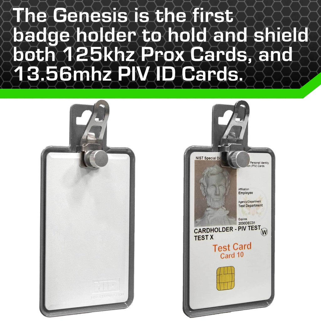 All Metal Magnetic Badge Holder - RFID Secure Badge Holder Genesis™ with BloxProx™ ID Stronghold