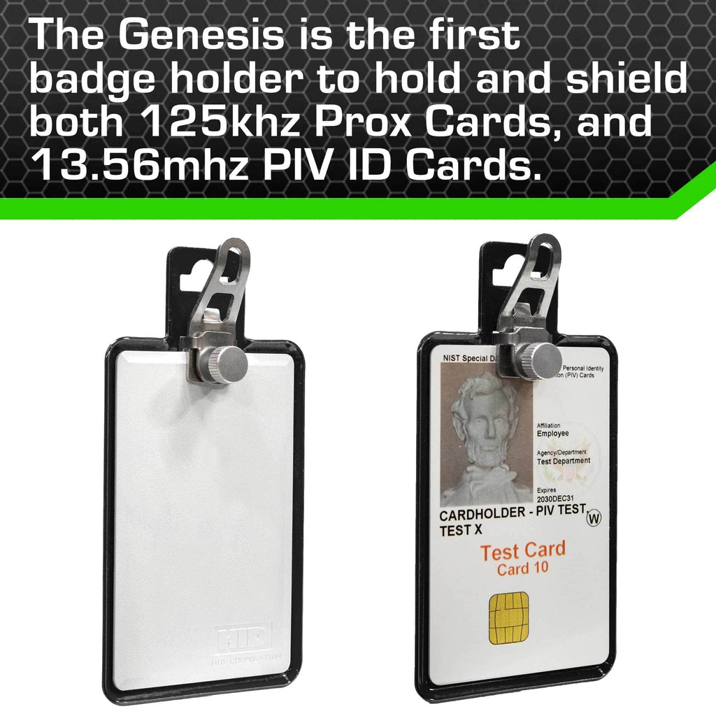 All Metal Magnetic Badge Holder - RFID Secure Badge Holder Genesis™ with BloxProx™ ID Stronghold