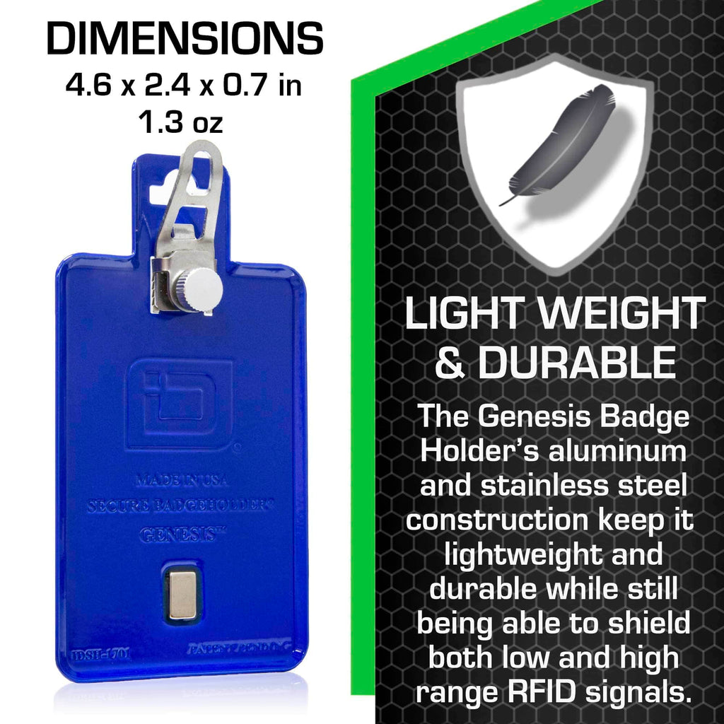 All Metal Magnetic Badge Holder - RFID Secure Badge Holder Genesis™ with BloxProx™ ID Stronghold