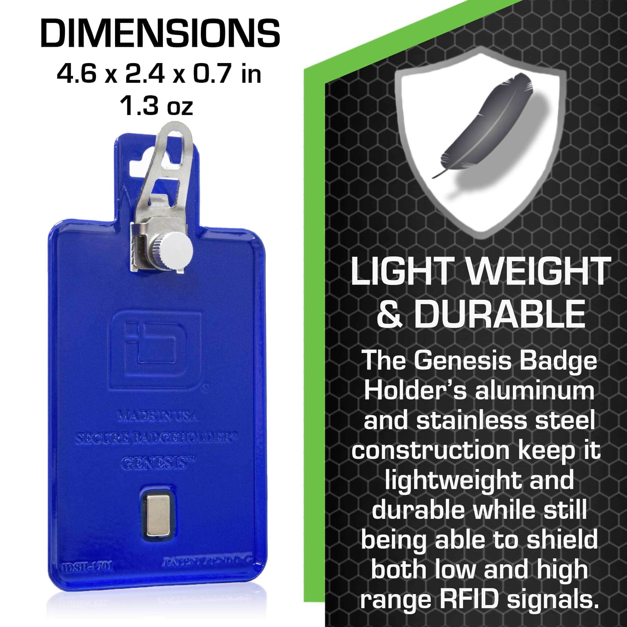 All Metal Magnetic Badge Holder - RFID Secure Badge Holder Genesis™ with BloxProx™ ID Stronghold
