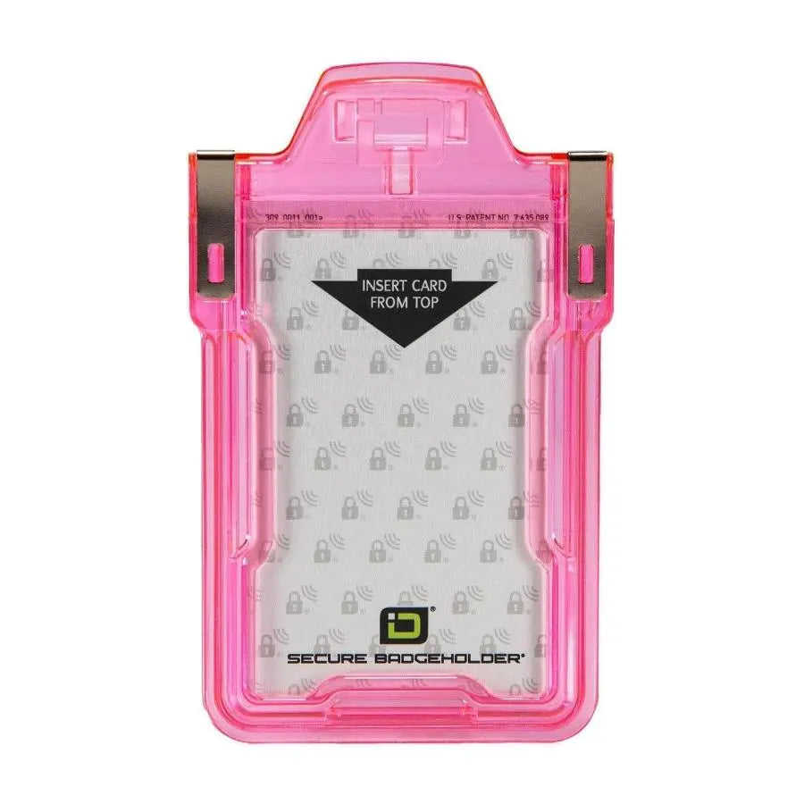 "Squeeze to Read" Secure Badge Holder Classic Vertical 1 ID Card Holder ID Stronghold