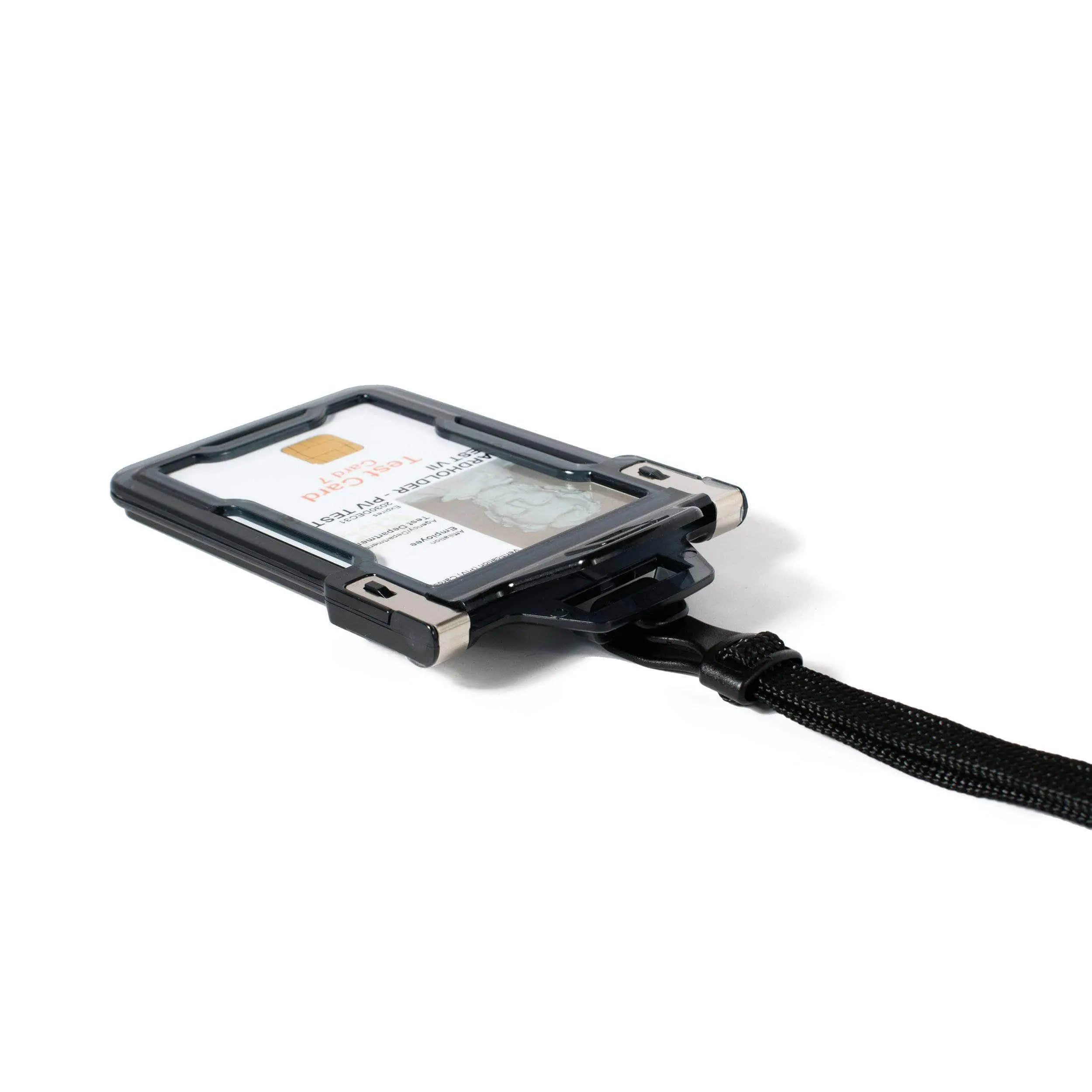 Secure Badge Holder Classic Vertical 1 ID Card Holder, and Lanyard Bundle ID Stronghold