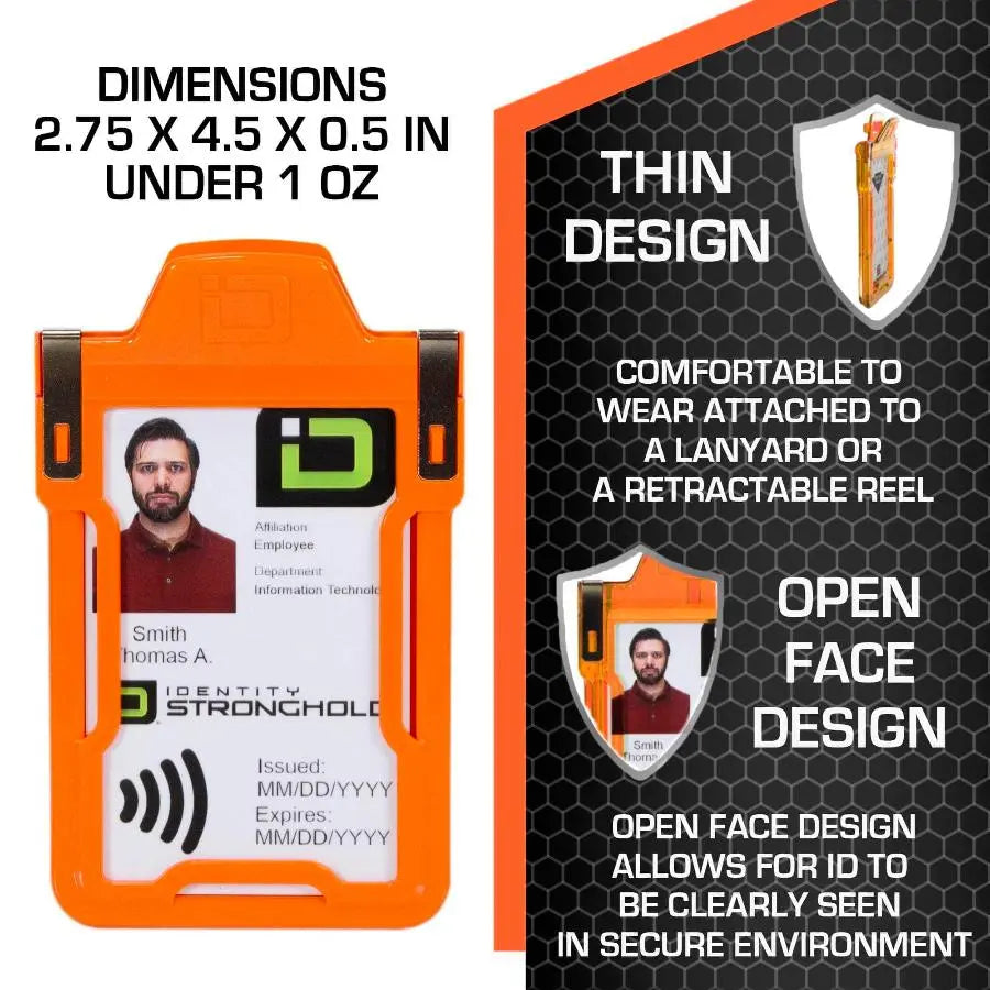 "Squeeze to Read" Secure Badge Holder Classic Vertical 1 ID Card Holder ID Stronghold