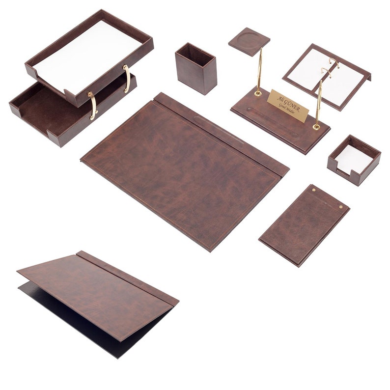 MOOG Leather Desk Set - Double Document Tray- Green - 10 PCS Moogdesk