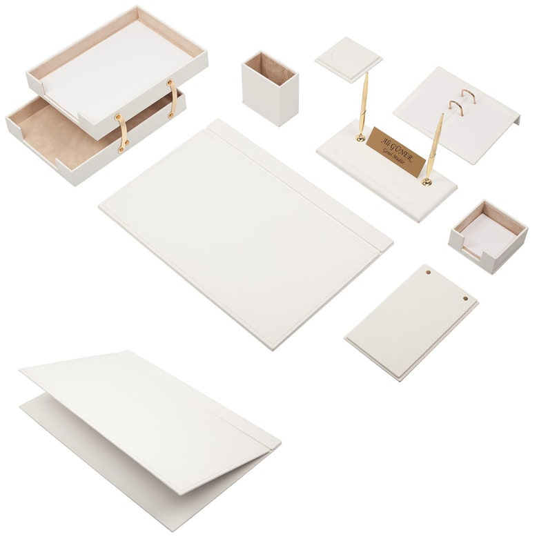 MOOG Leather Desk Set - Double Document Tray- Green - 10 PCS Moogdesk