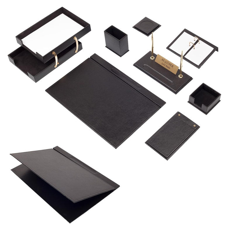 MOOG Leather Desk Set - Double Document Tray- Green - 10 PCS Moogdesk
