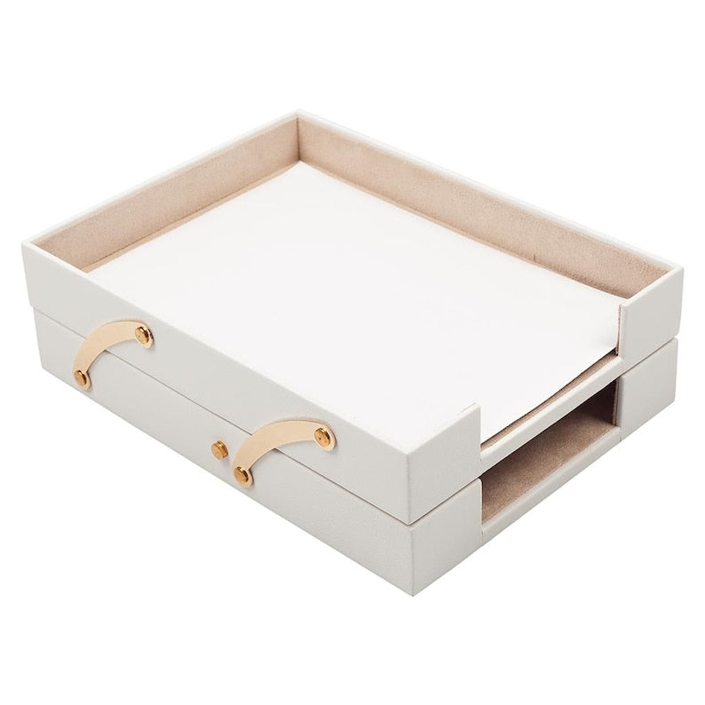 MOOG Leather Desk Set - Double Document Tray- Black - 10 PCS Moogdesk