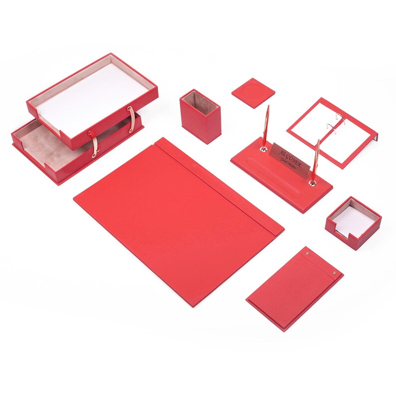 MOOG Leather Desk Set - Double Document Tray- Orange - 10 PCS Moogdesk