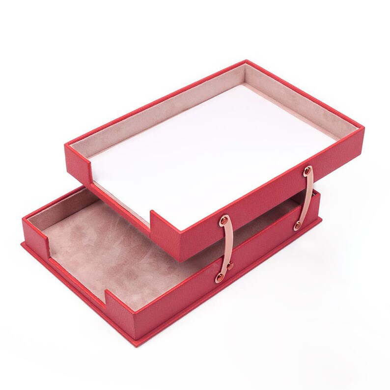MOOG Leather Desk Set - Double Document Tray- Orange - 10 PCS Moogdesk