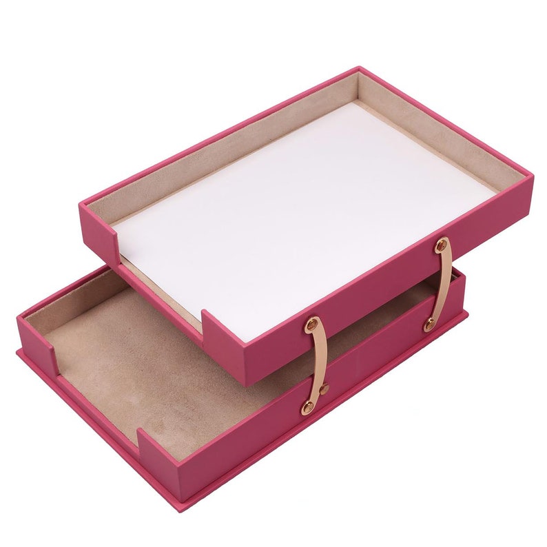 MOOG Leather Desk Set - Double Document Tray- Pink - 10 PCS Moogdesk