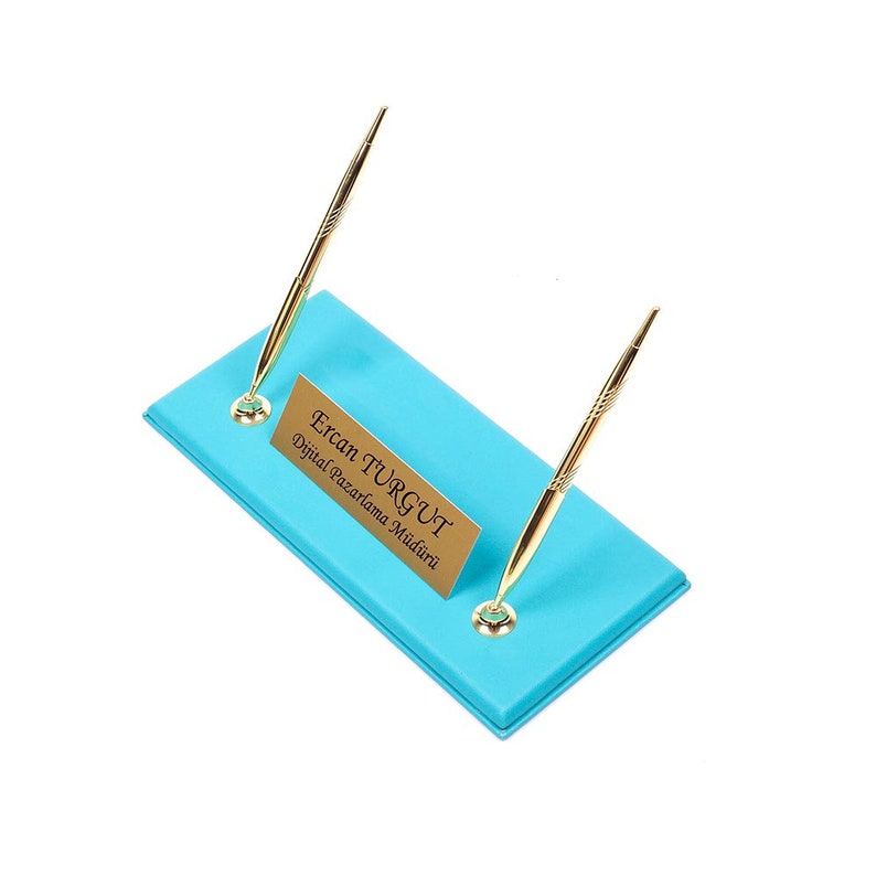 MOOG Leather Desk Set - Double Document Tray- Turquoise - 10 PCS Moogdesk