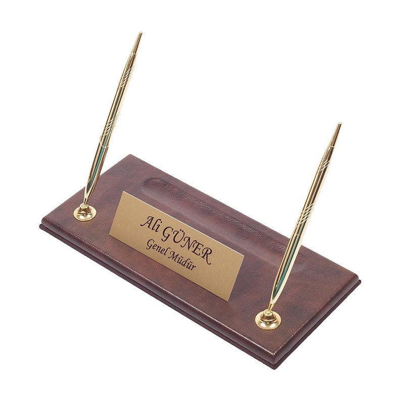 MOOG Leather Desk Set - Double Document Tray- Brown - 10 PCS Moogdesk